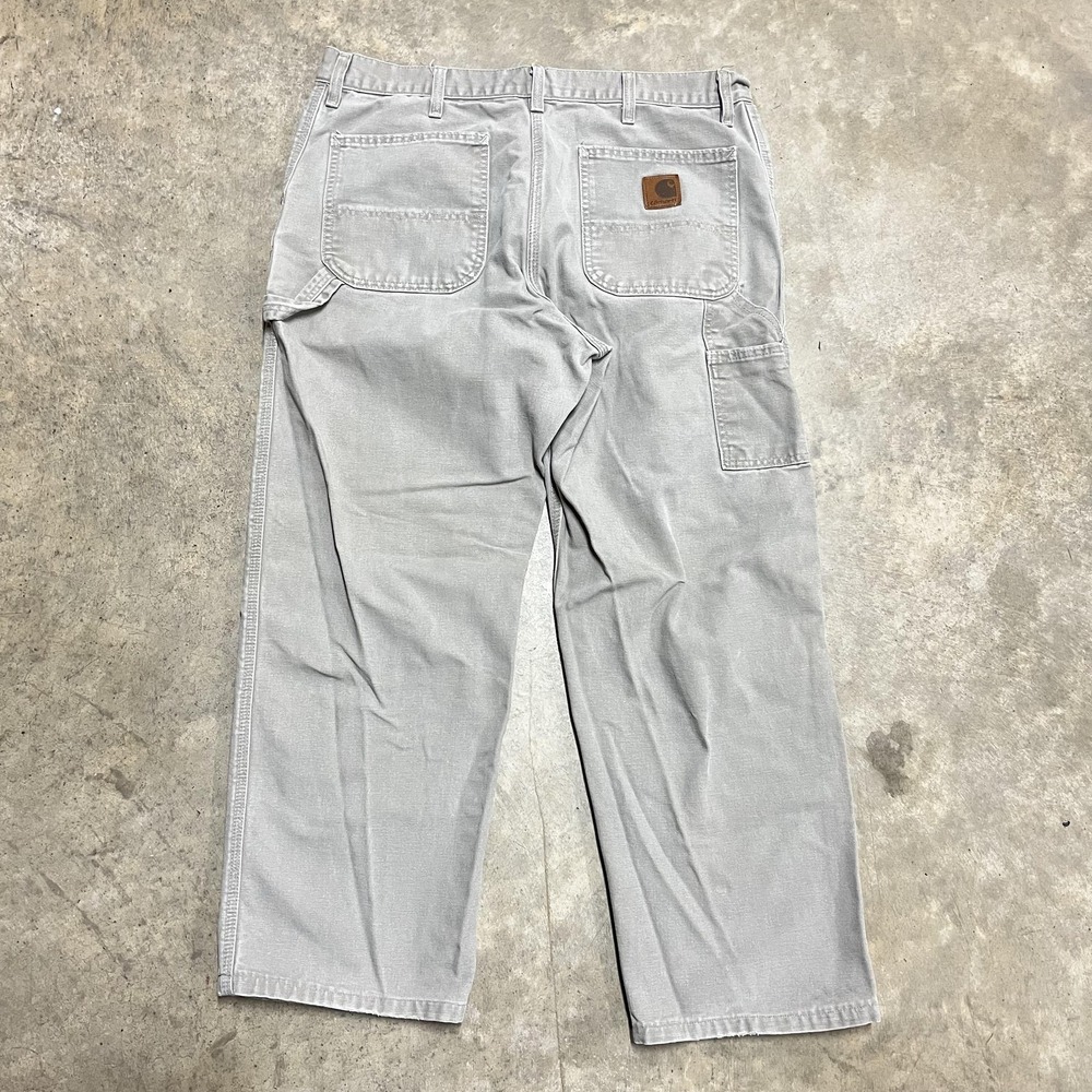 Vintage Carhartt Carpenter Pants Mens 38x30 Gray Faded Workwear Utility Y2